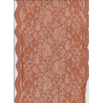 Elastic lace, terracotta color, 22.5 cm, 1.66 m section (2202-1516)