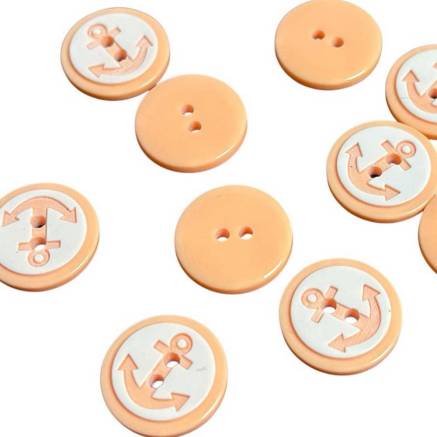 Plastic button peach, Anchor, 14 mm