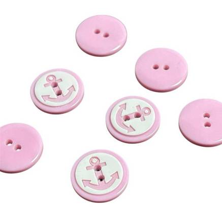 Plastic button pink, Anchor, 14 mm