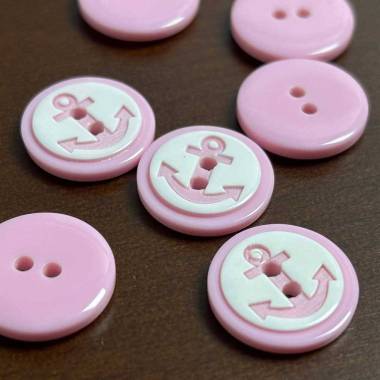 Plastic button pink, Anchor, 14 mm