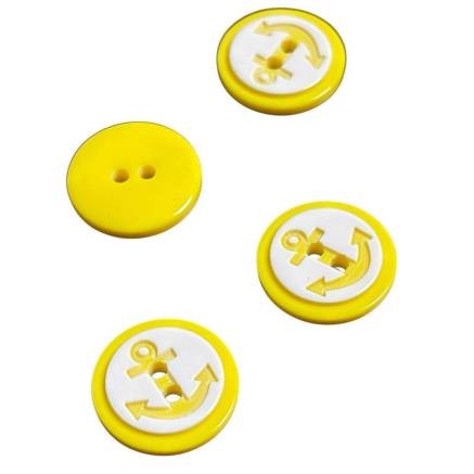 Plastic button yellow, Anchor, 14 mm