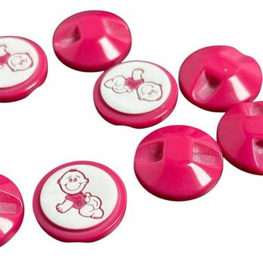 Plastic button raspberry, Baby, 14 mm