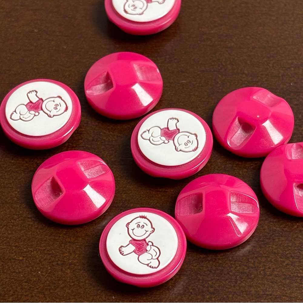 Plastic button raspberry, Baby, 14 mm