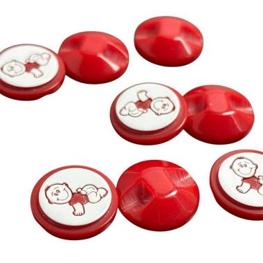 Plastic button red, Baby, 14 mm