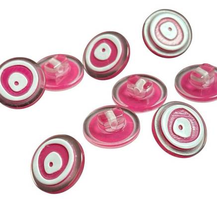 Plastic button on a leg, raspberry, 14 mm