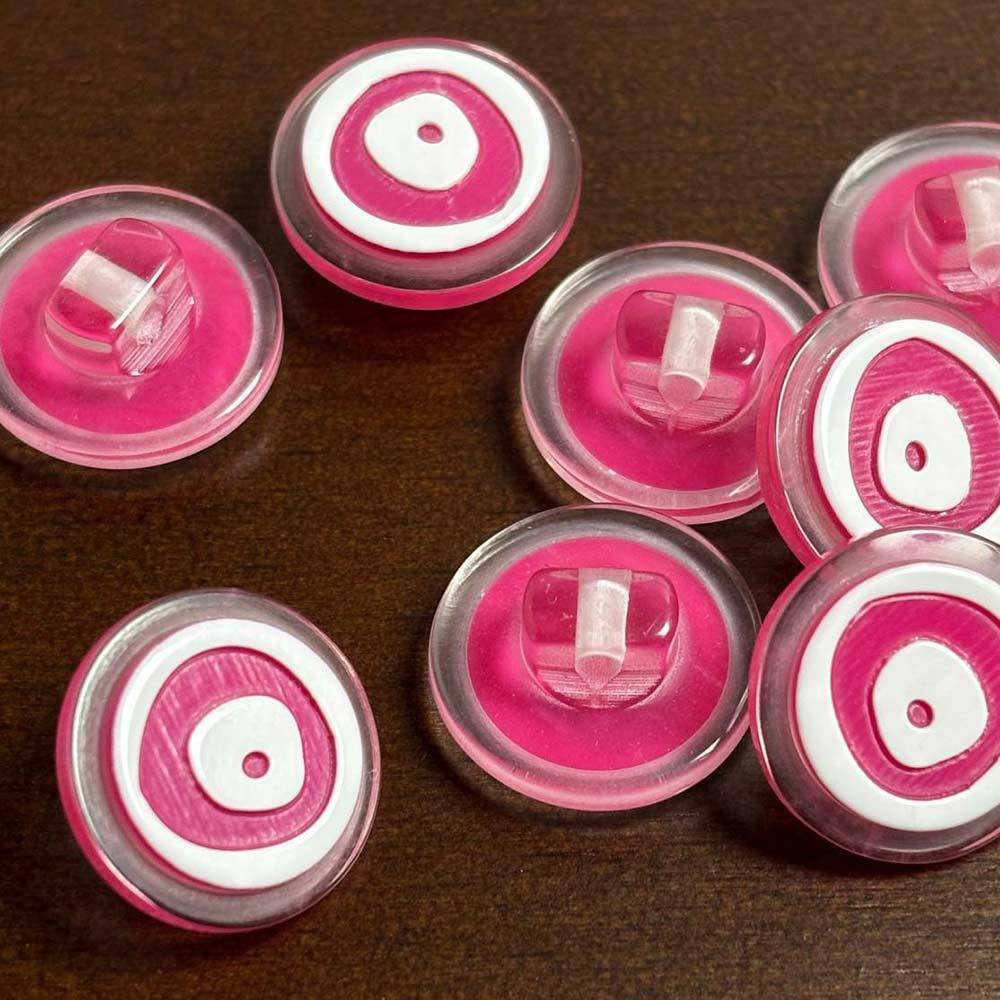 Plastic button on a leg, raspberry, 14 mm