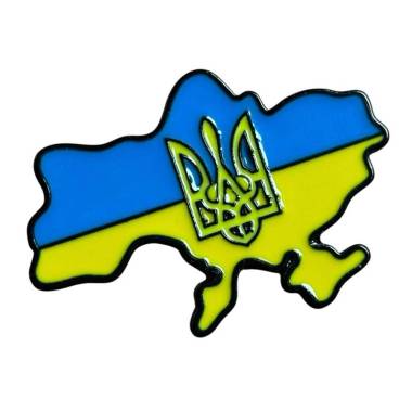 Значок пін на одяг "Україна" 2,4*3,5 см