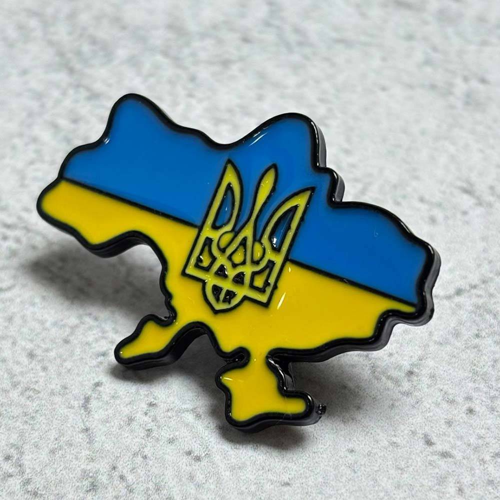 Значок пін на одяг "Україна" 2,4*3,5 см