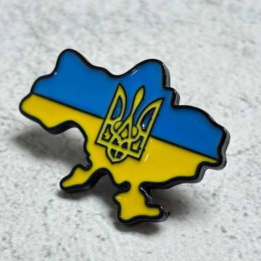 Значок пін на одяг "Україна" 2,4*3,5 см