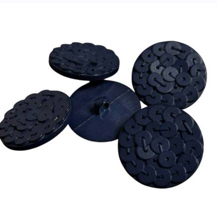 Plastic button with sequins, dark blue, 30 mm