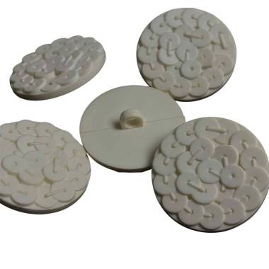 Plastic button with sequins, creamy, 30 mm