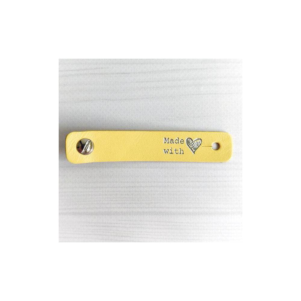 Made with LOVE Screw Tag, leather, yellow