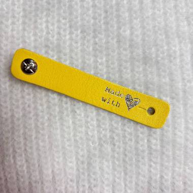 Made with LOVE Screw Tag, leather, yellow