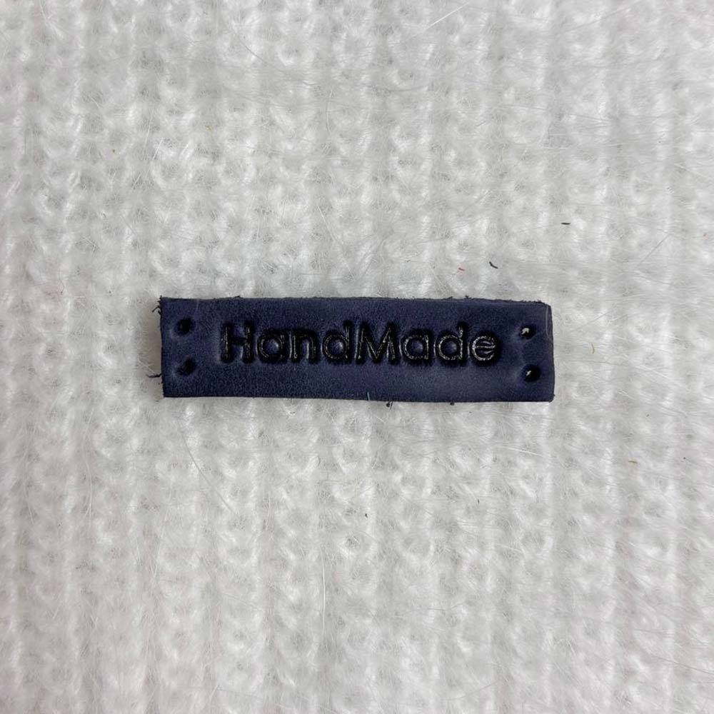 Sewing tag Handmade, leather, blue