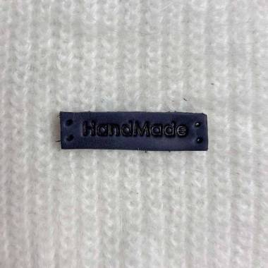 Sewing tag Handmade, leather, blue