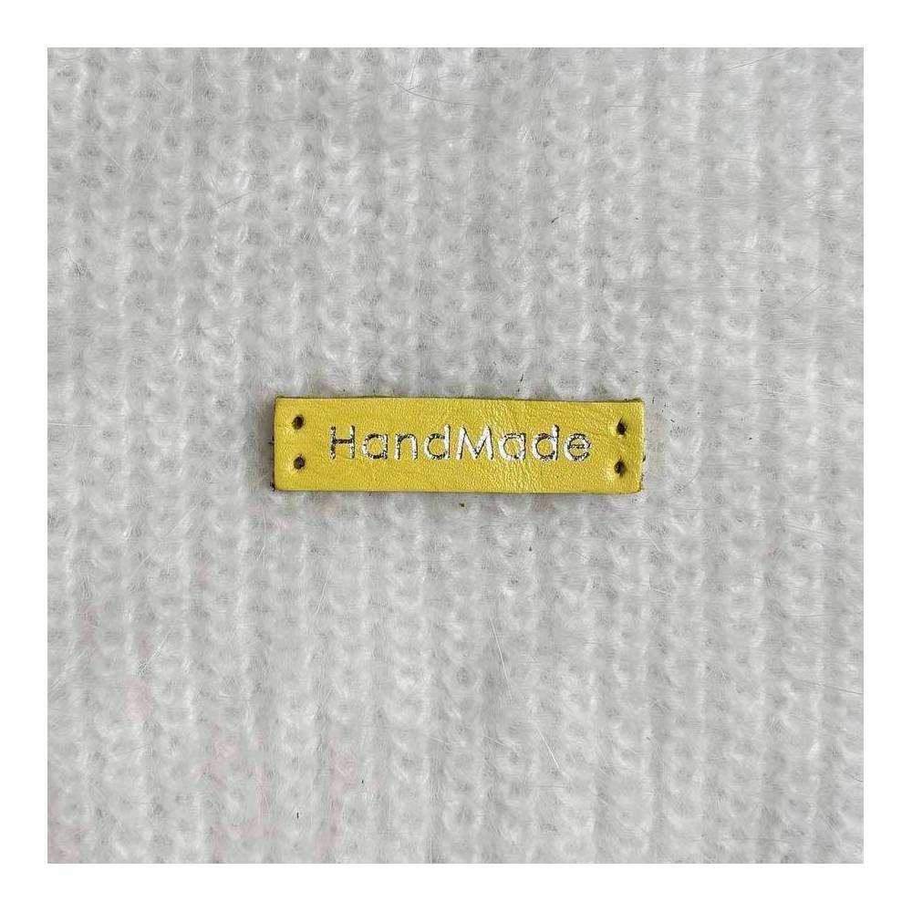 Sewing tag Handmade, leather, yellow