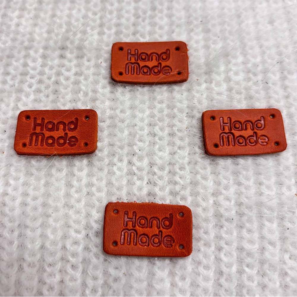 Бирка пришивная Handmade, кожа, рыжая