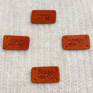 Tag Handmade With ❤, leather, red