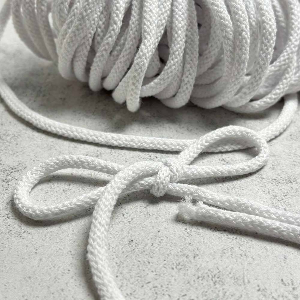 Cotton cord with core 6 mm, white