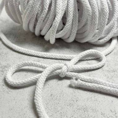 Cotton cord with core 6 mm, white