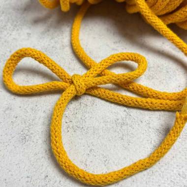 Cotton cord with core 6 mm, yellow, 1 meter