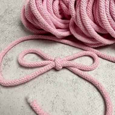 Cotton cord with core 6 mm, light pink, 1 meter