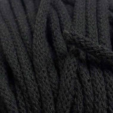 Cotton cord with core 6 mm, black, 1 meter