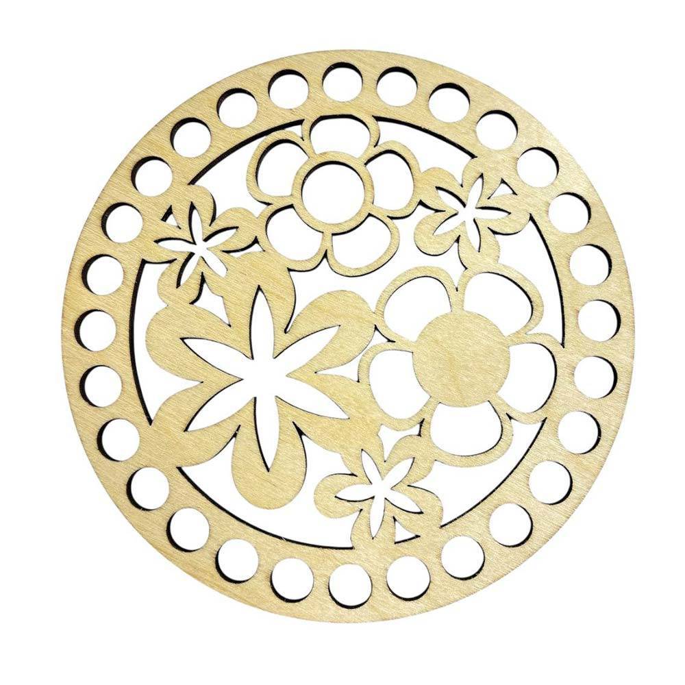 Wooden round openwork bottom, 12 cm (108/12)
