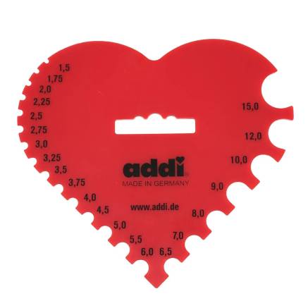 Лінійка для вимірювання діаметра спиць та гачків Серце  Addi (409-7)