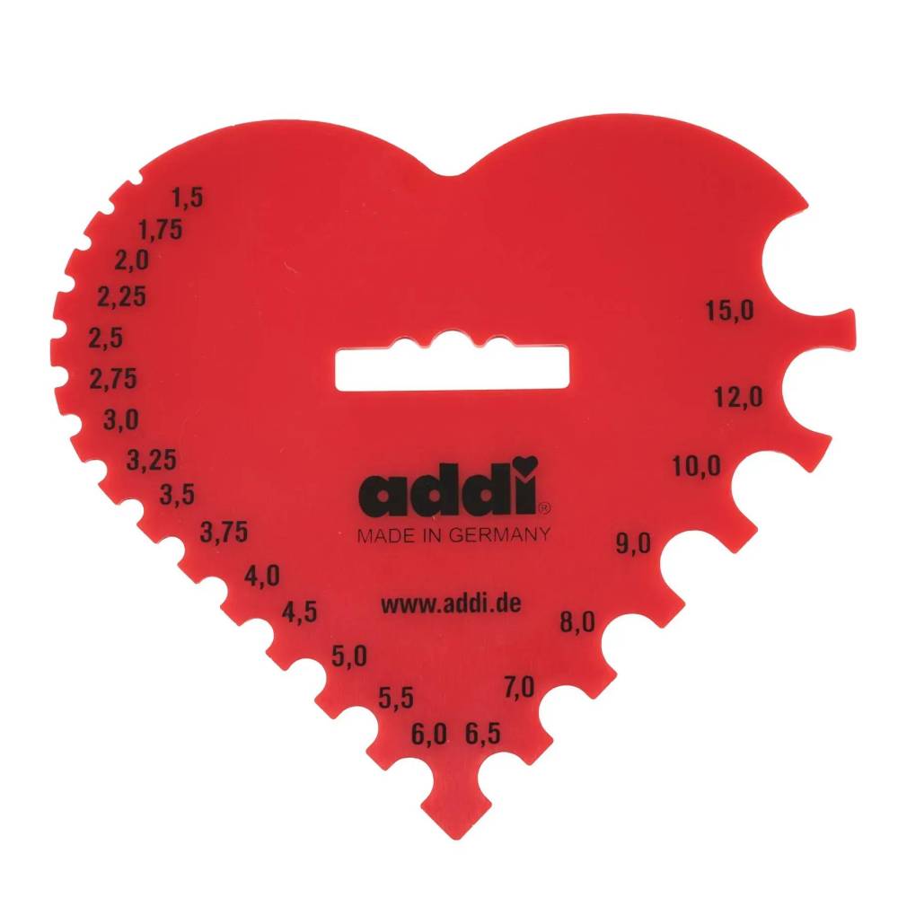 Addi Heart Knitting Needle and Hook Diameter Ruler (409-7)