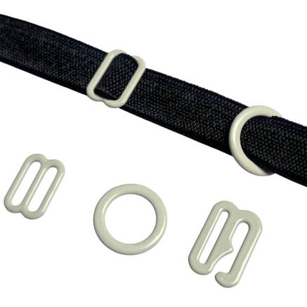 Set of accessories for linen, milky color, metal