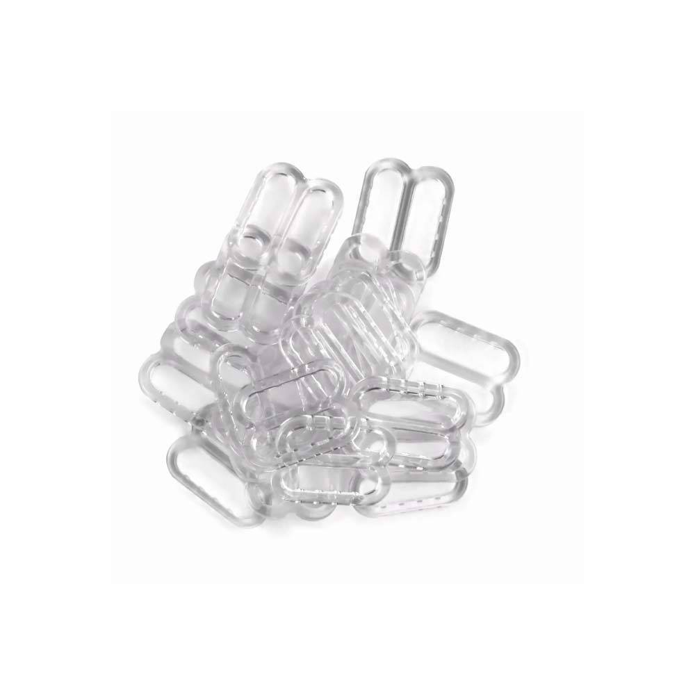 Set of fittings for lingerie, transparent color, plastic, 10 mm