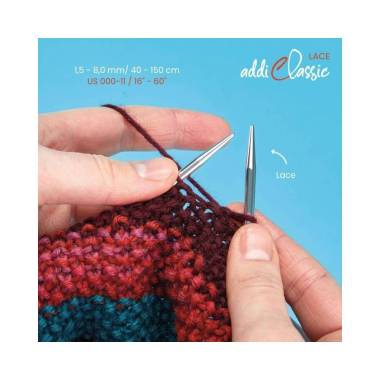Addi Premium Lace Circular Knitting Needles with Extended Tip, 40 cm, 6.0 mm 775-7/6-40