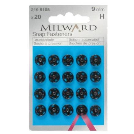 Кнопки пришивные черные 9 мм.,20 шт., Milward (2195108)