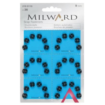 Sew-on black buttons, 9 mm, 6 pcs., Milward (2195110)