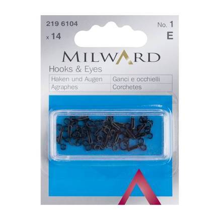 Milward Black No. 1 Hooks and Eyes, 14 pcs. (2196104)