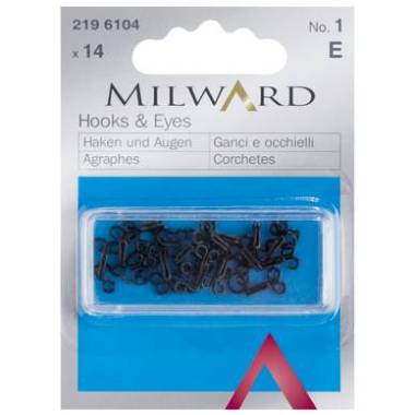 Milward Black No. 1 Hooks and Eyes, 14 pcs. (2196104)