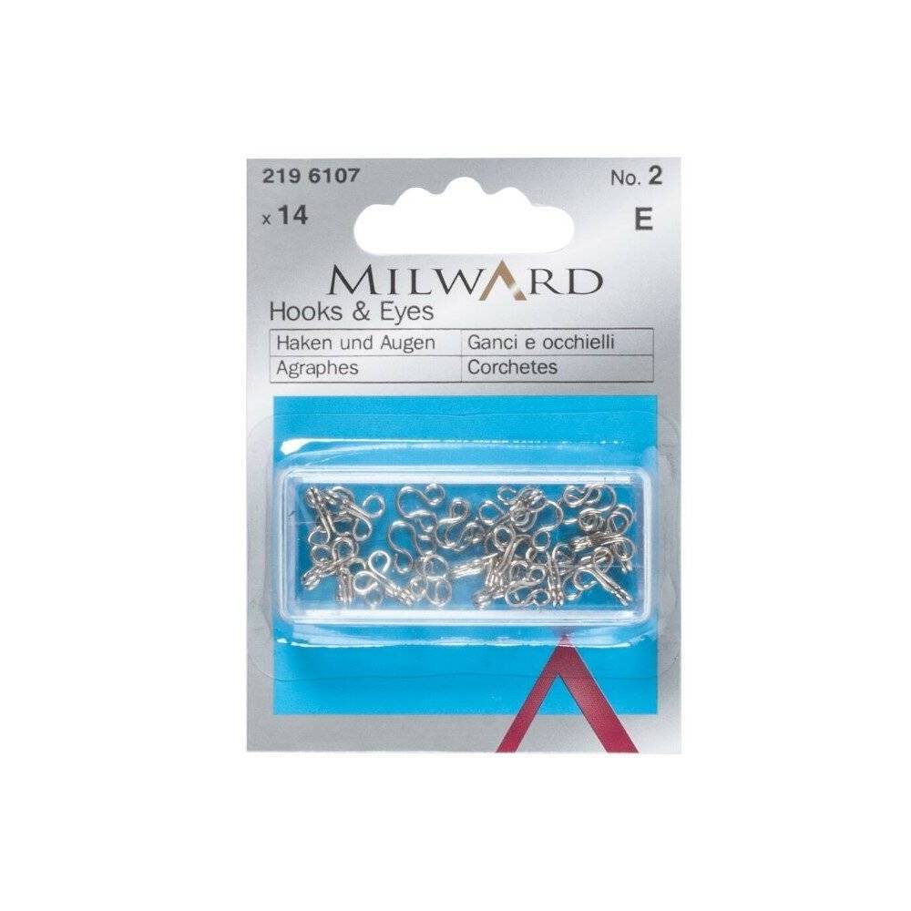 Milward Silver Hooks and Eyes No. 2, 14 pcs. (2196107)
