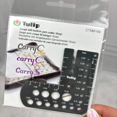 Knitting Needle Diameter Measuring Ruler with Thread Cutter Tulip CTMM-64