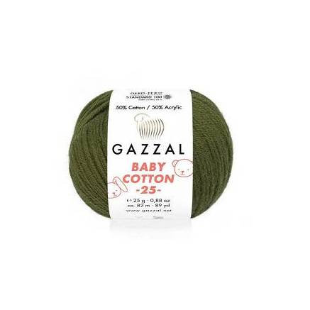 Пряжа Gazzal Baby Cotton 25 хаки (3463)