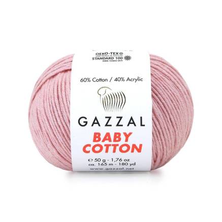 Пряжа Gazzal Baby Cotton розовая пудра (3444)