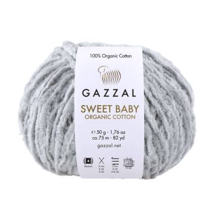 Пряж хлопок Gazzal Sweet Baby Organic Cotton серый(2602)