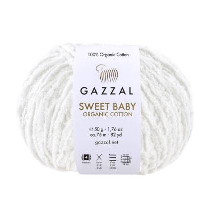 Пряжа бавовняна Gazzal Sweet Baby Organic Cotton білий (2600)