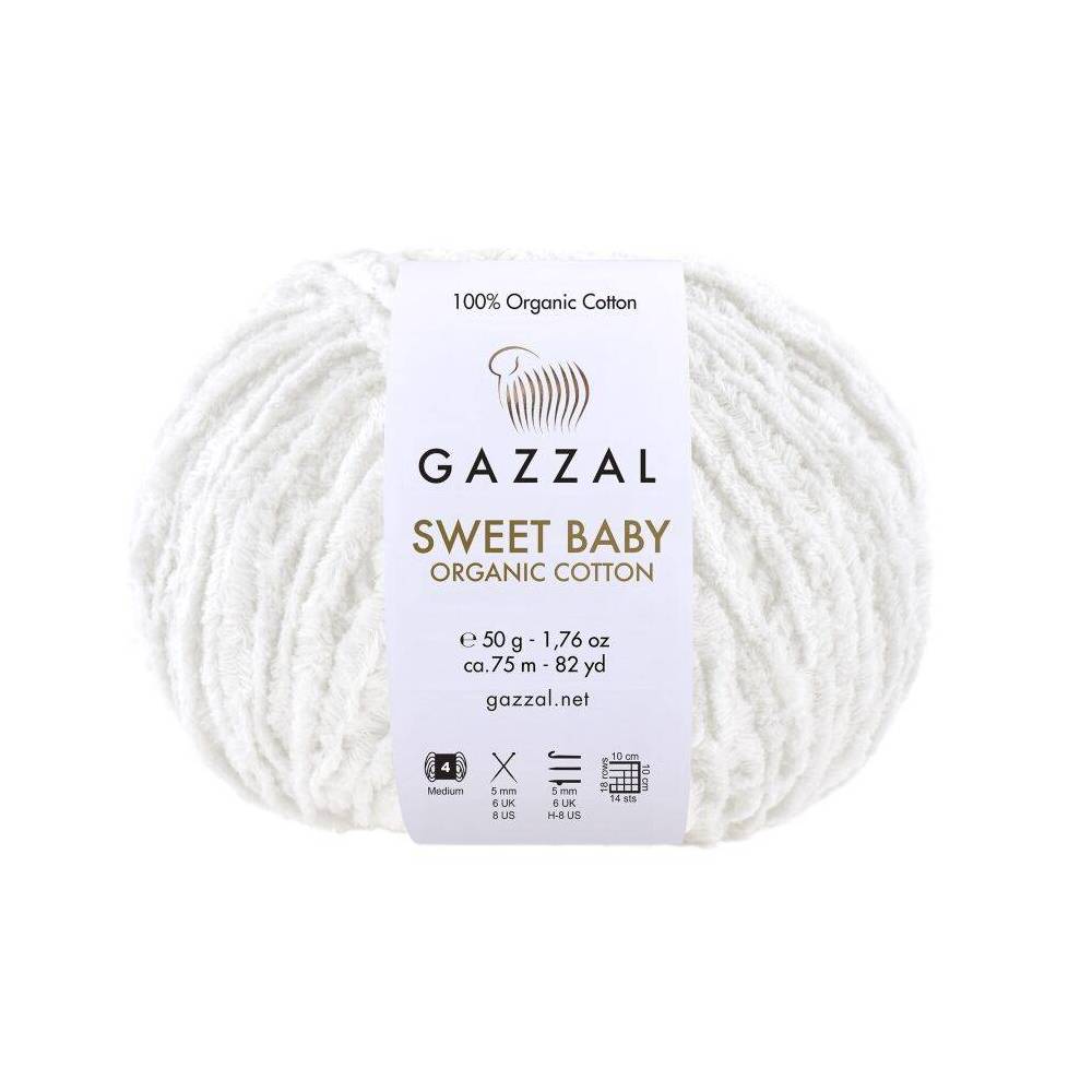 Пряжа бавовняна Gazzal Sweet Baby Organic Cotton білий (2600)