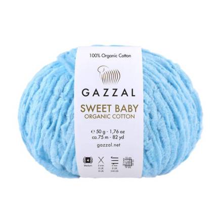 Пряж хлопок Gazzal Sweet Baby Organic Cotton голубой (2608)