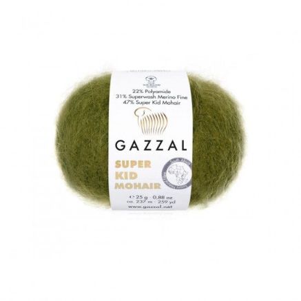 Пряжа Gazzal Super Kid Mohair оливковый хаки (64402)