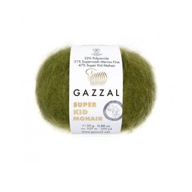 Пряжа Gazzal Super Kid Mohair оливковий хакі (64402)