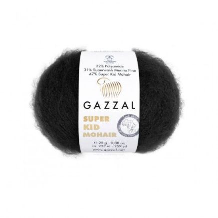 Пряжа Gazzal Super Kid Mohair чорний (64409)