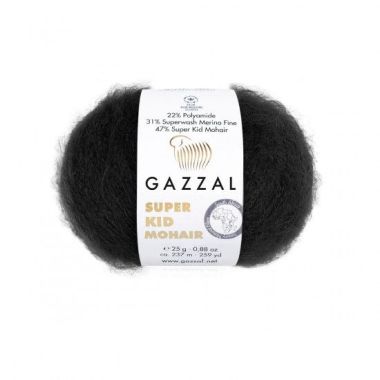 Пряжа Gazzal Super Kid Mohair чорний (64409)