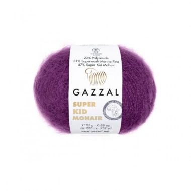 Пряжа Gazzal Super Kid Mohair фиолетовый бархат (64410)